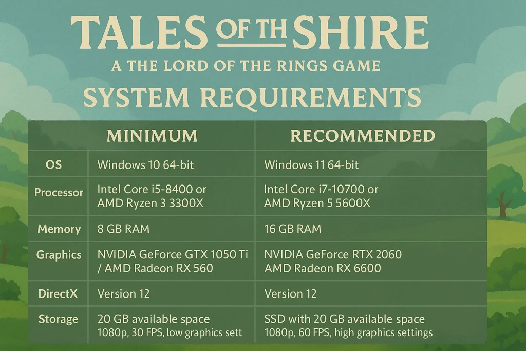 Tales of the Shire spek pc