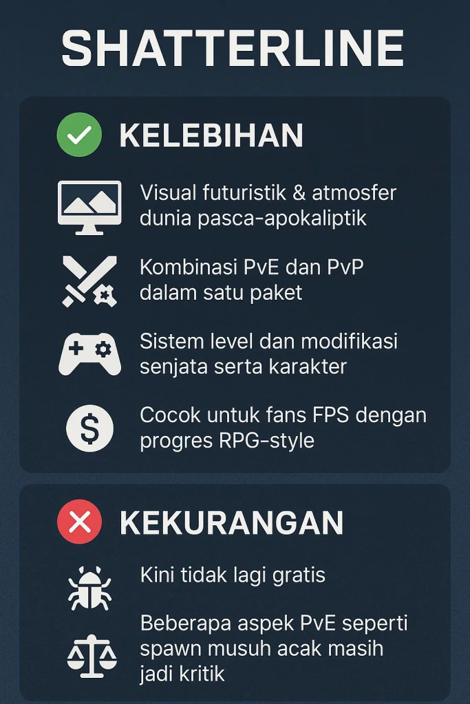 infografis kelebihan dan kekurangan Shatterline